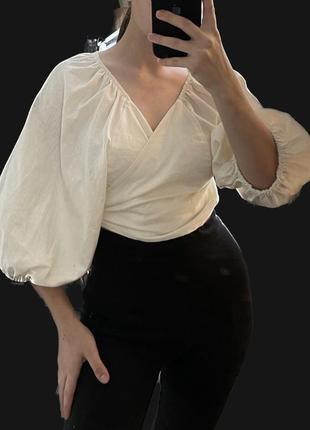 Блуза топ біла із льону