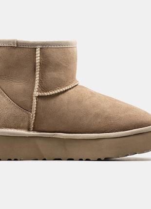 Жіночі уггі бежеві замшеві ugg mini platform