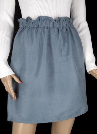 Брендовая юбка под замшу "divided h&m" сизого цвета. размер eur40.