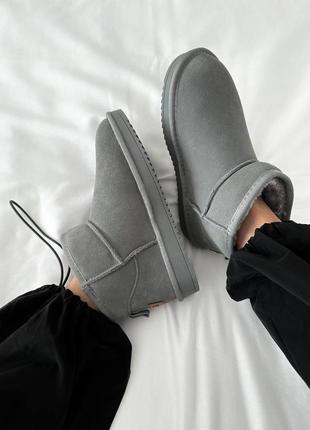 Женские угги серые ugg ultra mini cool grey suede