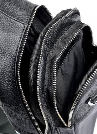 Мужская кожаная сумка черного цвета3 фото