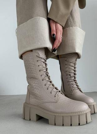 Жіночі зимові черевики,женские зимние ботинки сапожки сапоги,шкіряні ,кожаные на шнурках,берци пітон,берцы питон5 фото