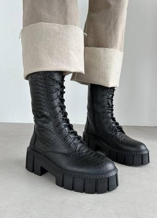 Жіночі зимові черевики,женские зимние ботинки сапожки сапоги,шкіряні ,кожаные на шнурках,берци пітон,берцы питон3 фото