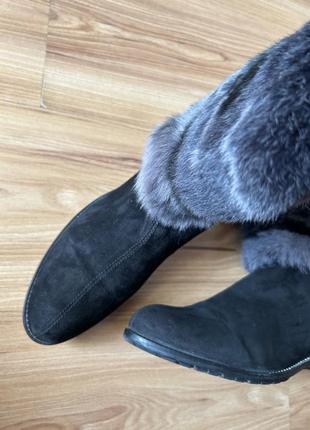 Ботинки натуральный замш и мех кролика зимние3 фото