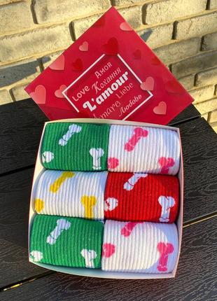 Бокс високих шкарпеток "цюцюрки" на 6 пар у подарунковій коробці