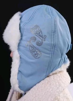 Дитяча зимня шапка ушанка з помпонами2 фото