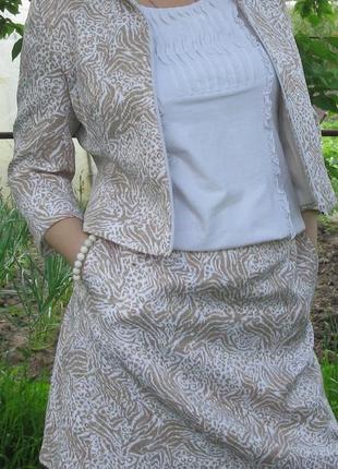 Жіночий костюм (жакет+спідниця) в тигровому принті з натурального жакарда італійського вир-ва