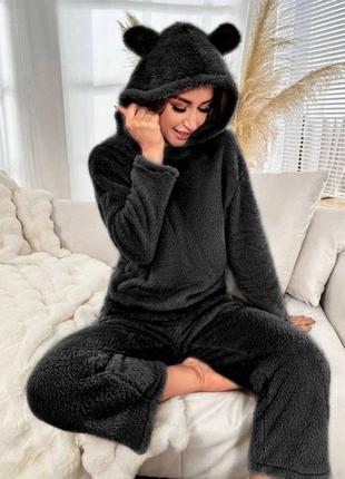 Женский пижамный костюм очень теплый двухсторонняя махра3 фото