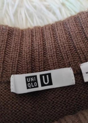 Uniqlo оригинал свитер мужской теплый, шерсть шерстяной вовна вовняний светр теплий люкс бренд коричневий2 фото