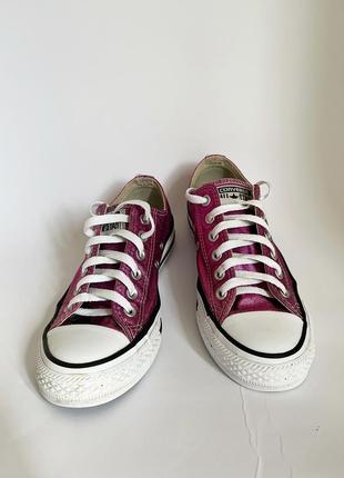 Яркие малиновые кеды с блестящим напылением converse2 фото