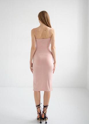 Платье слипдресс комбинация с разрезом в бельевом стиле5 фото
