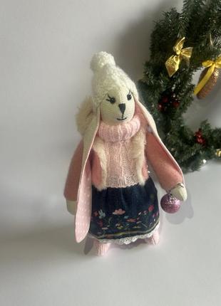 Оригинальный кролик тильда декоративный мягкая игрушка подарок новогодний4 фото