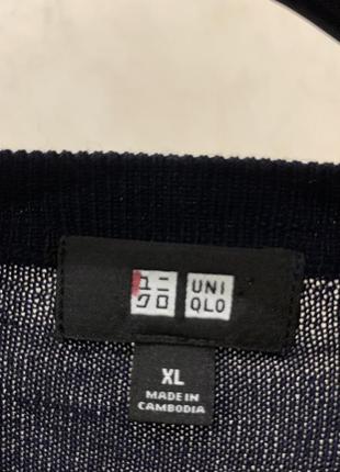Тонкий свитер uniqlo мужской джемпер шерстяной синий3 фото