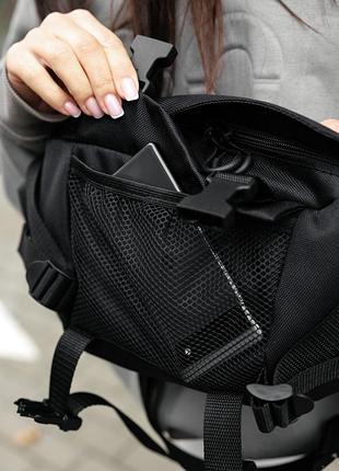 Велика жіноча поясна сумка бананка sambag dynamicdart чорна тканева