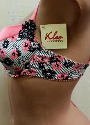 Kleo комплект женского нижнего белья черно розовый на пушапе4 фото