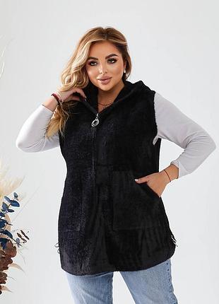 Альпака! жіночий теплий жилет з альпаки, безрукавка з капюшоном, жилетка, кофта, батал xl, 2xl