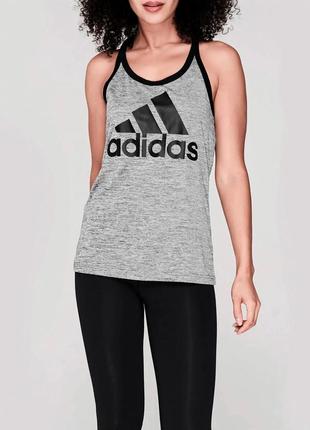 Adidas climalite спортивная женская майка размер xs-s серая черная топ футболка d987831 фото