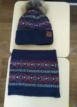 Дитячий зимовий комплект (шапка і снуд) 49-51 см