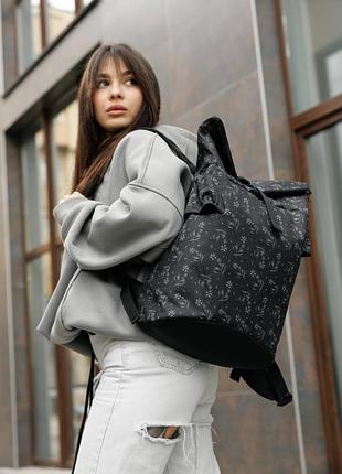 Жіночий рюкзак ролл sambag rolltop kzn чорний принт