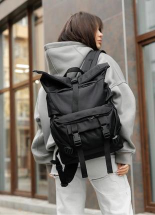 Жіночий рюкзак ролл sambag rolltop double тканевий чорний