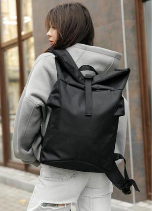 Жіночий рюкзак ролл sambag rolltop double тканевий чорний8 фото