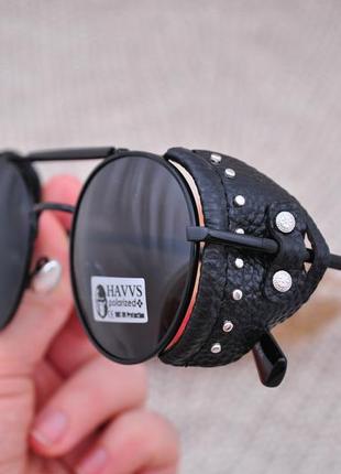 Фирменные солнцезащитные круглые очки 2в1 havvs polarized с боковой шорой унисекс1 фото
