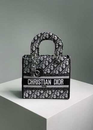 Текстильная стильная сумка женская christian dior lady с двумя ручками тоний ремешок на плече диор2 фото