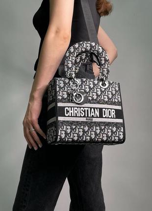 Текстильная стильная сумка женская christian dior lady с двумя ручками тоний ремешок на плече диор6 фото