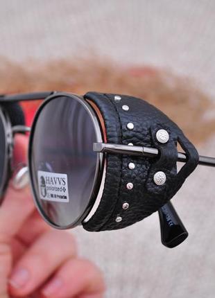 Фірмові круглі окуляри сонцезахисні 2в1 havvs polarized з бічної шорой унісекс