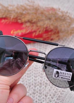 Фирменные солнцезащитные круглые очки 2в1 havvs polarized с боковой шорой унисекс3 фото