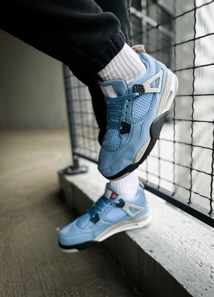 Кросівки жіночі / чоловічі блакитні nike air jordan 4 retro "university blue"5 фото