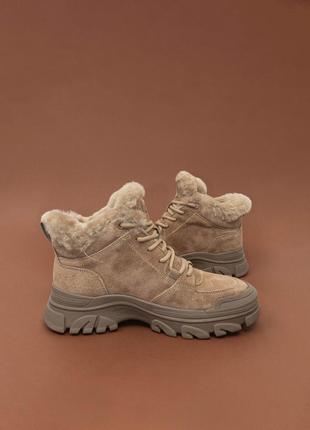 Теплі жіночі замшеві черевики коричневі зимові 36 женские ботинки lonza4 фото