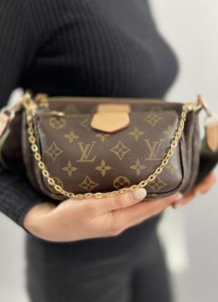 Жіноча коричнева сумка з фірмовим принтом, louis vuitton з екошкіри люксової якості