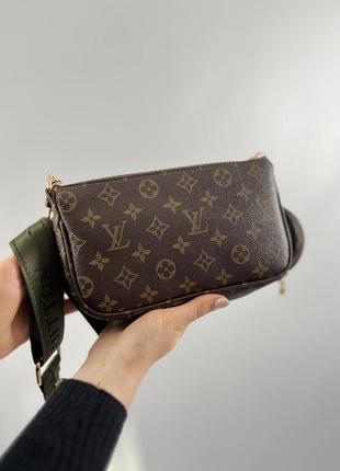Женская коричневая сумка с фирменным принтом, louis vuitton из экокожи люксового качества3 фото
