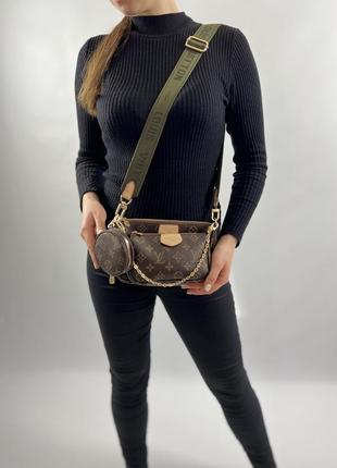 Женская коричневая сумка с фирменным принтом, louis vuitton из экокожи люксового качества6 фото