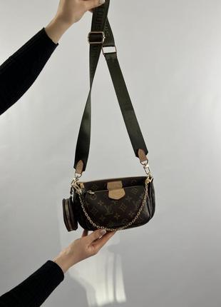 Женская коричневая сумка с фирменным принтом, louis vuitton из экокожи люксового качества5 фото