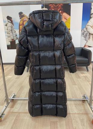 Потужний крутий чорний пуховик пальто довгий монклер moncler