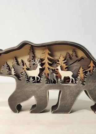 Декоративная деревьяная игрушка-пазл 3d "медведь"