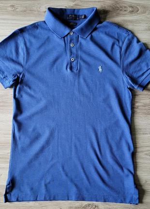 Polo ralph lauren розмір s-m чоловіча футболка поло синя slim fit stretch mesh