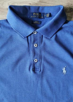 Polo ralph lauren розмір s-m чоловіча футболка поло синя slim fit stretch mesh2 фото