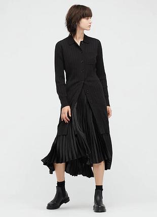 Новый длинный шерстяной кардиган uniqlo в рубчик