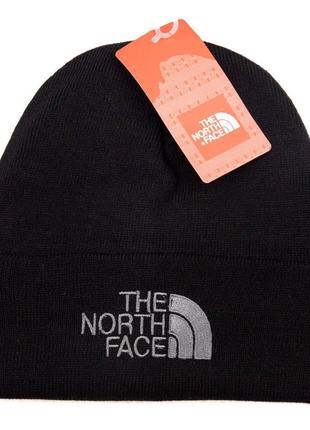 Шапка черная вязаная женская мужская в стиле the north face норд фейс шапка унисекс зимняя