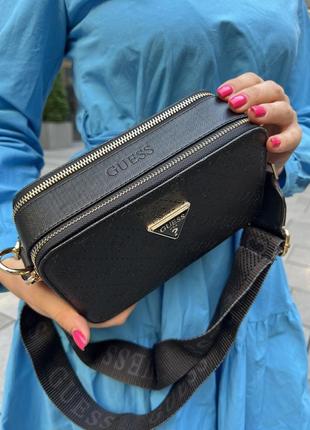Женская черная сумка snapshot, guess из экокожи люксового качества9 фото
