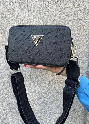 Жіноча чорна сумка snapshot, guess з екошкіри люксової якості