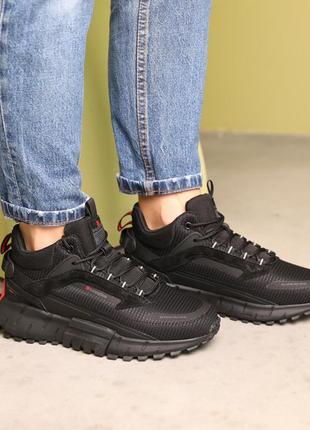 Стильные черные влагостойкие женские кроссовки осенние,на массивной подошве с протектором, демисезон,осень7 фото