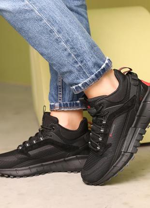 Стильные черные влагостойкие женские кроссовки осенние,на массивной подошве с протектором, демисезон,осень1 фото