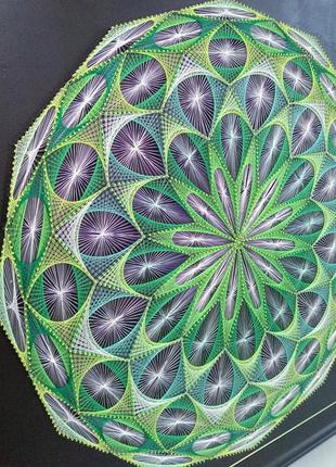 Картина-мандала "анахата" в технике string art. ручная работа. 67/67 см. в раме.10 фото