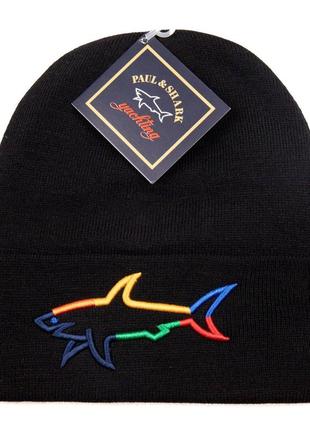 Шапка черная вязаная женская мужская в стиле paul shark шапка унисекс зимняя пол шарк