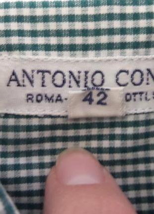 Рубашка в мелкую зеленую клетку,итальянское производство.4 фото