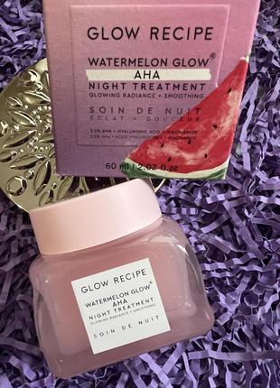 Ночное средство с aha-кислотами glow recipe watermelon glow aha night treatment, 60 мл #розвантажую